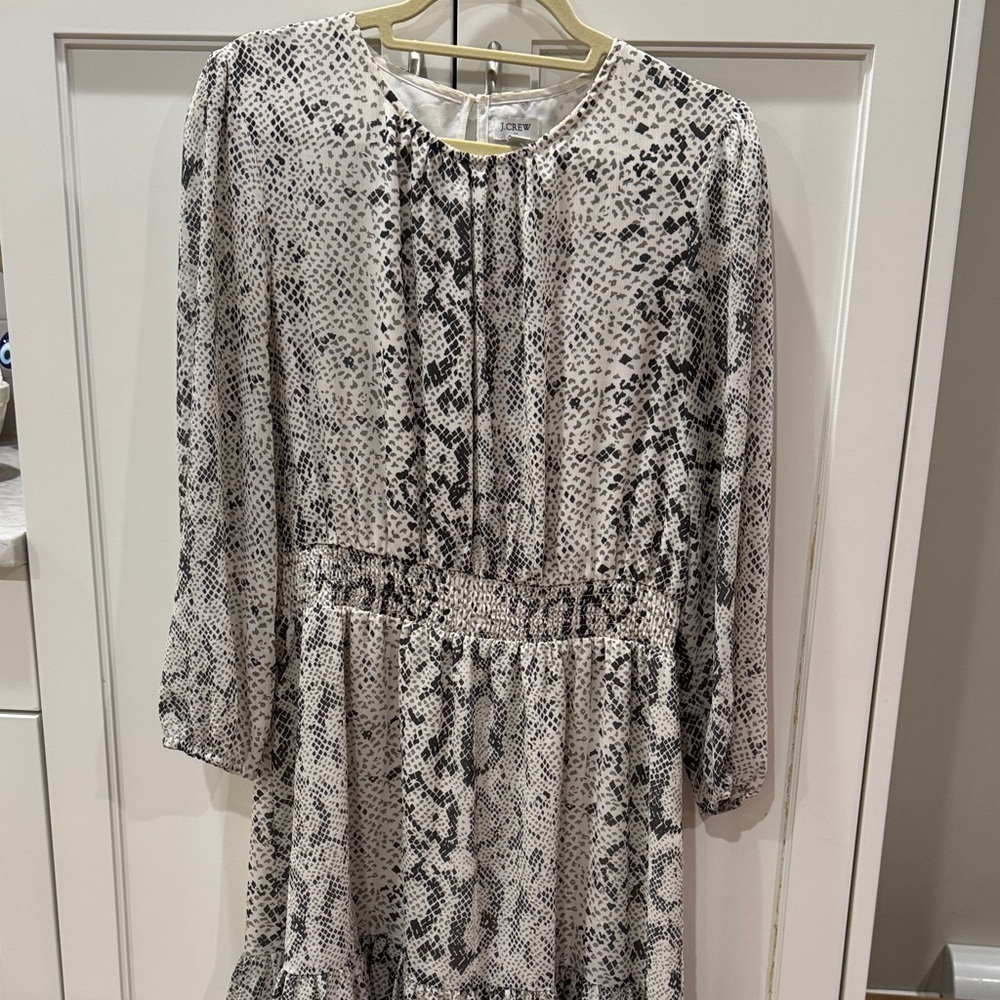 J. Crew Factory Long Sleeve Snake Print Dress in Black and White